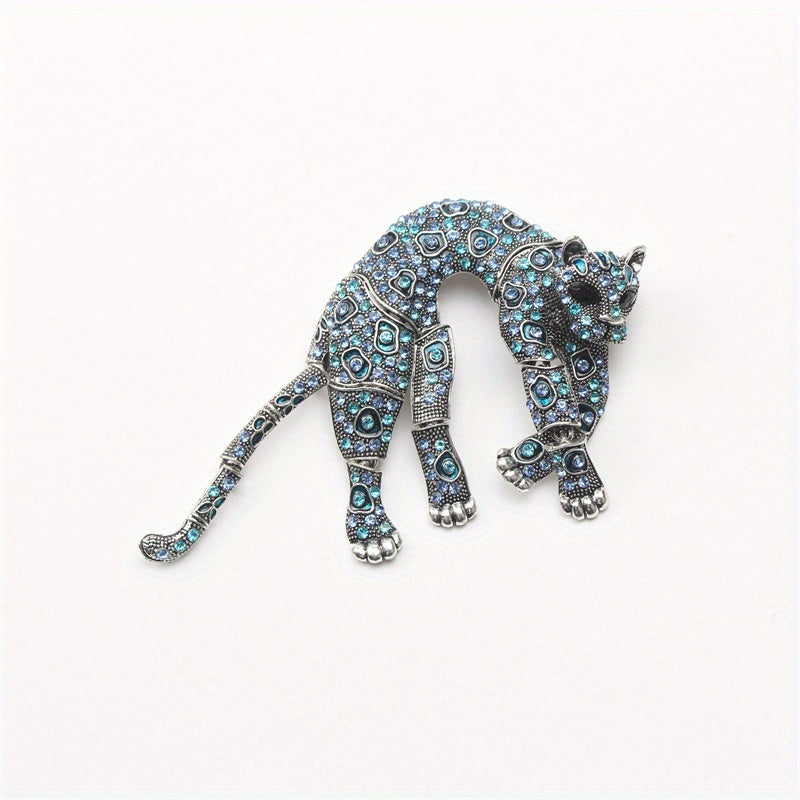 Vintage Leopard Brooch with Water-Dripped Enamel Design for Elegant Fashion