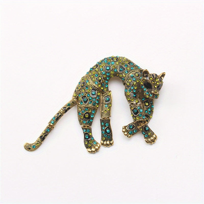 Vintage Leopard Brooch with Water-Dripped Enamel Design for Elegant Fashion