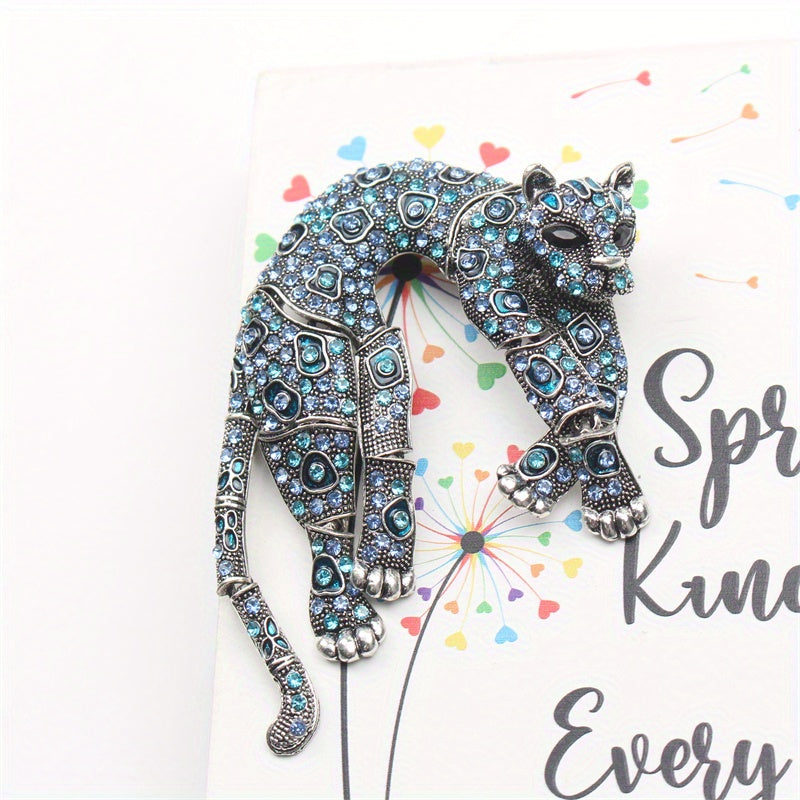 Vintage Leopard Brooch with Water-Dripped Enamel Design for Elegant Fashion