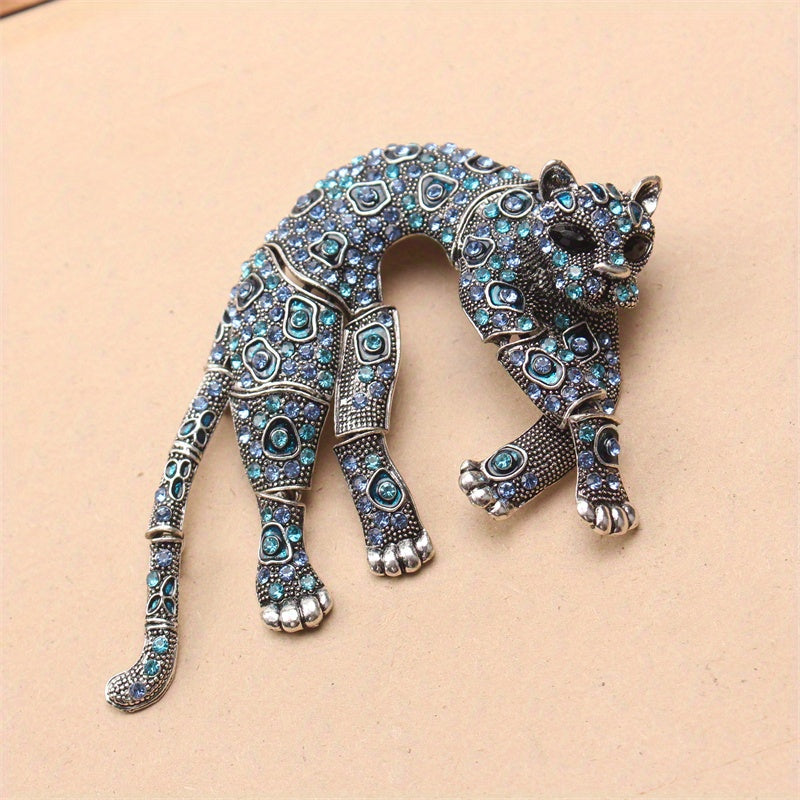 Vintage Leopard Brooch with Water-Dripped Enamel Design for Elegant Fashion
