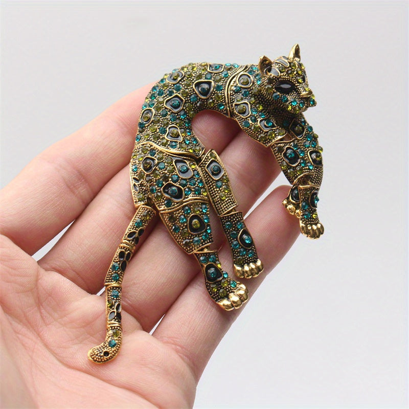 Vintage Leopard Brooch with Water-Dripped Enamel Design for Elegant Fashion