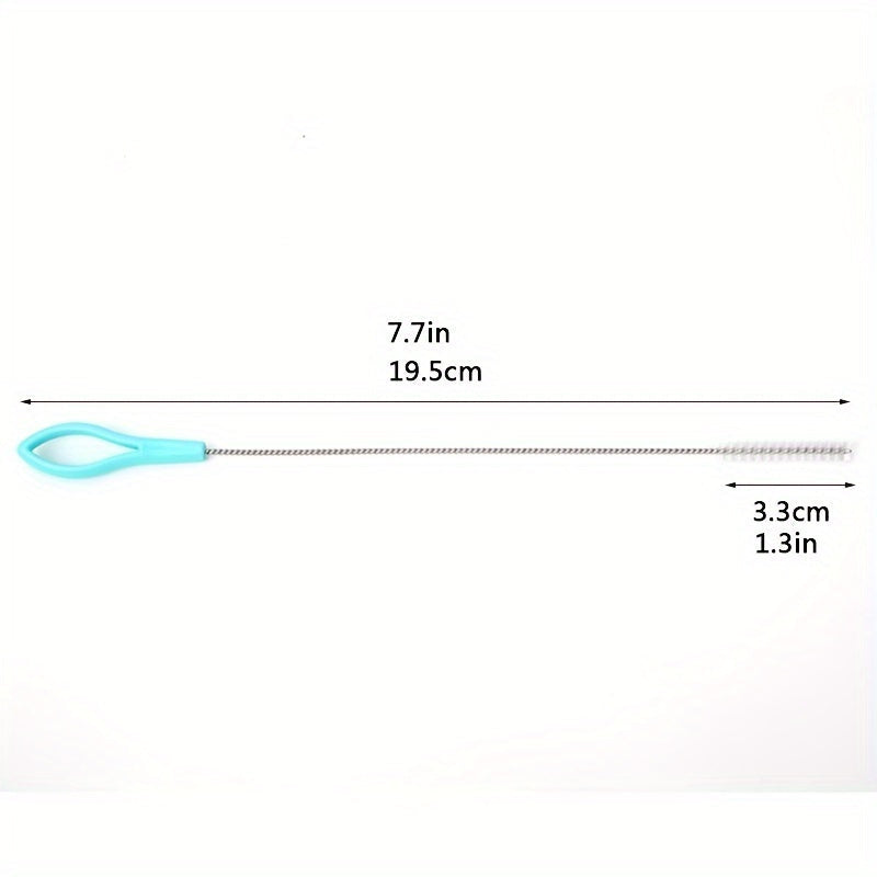 Set of 3 Stainless Steel Straw Cleaning Brushes with Nylon Bristles for Reusable Straws