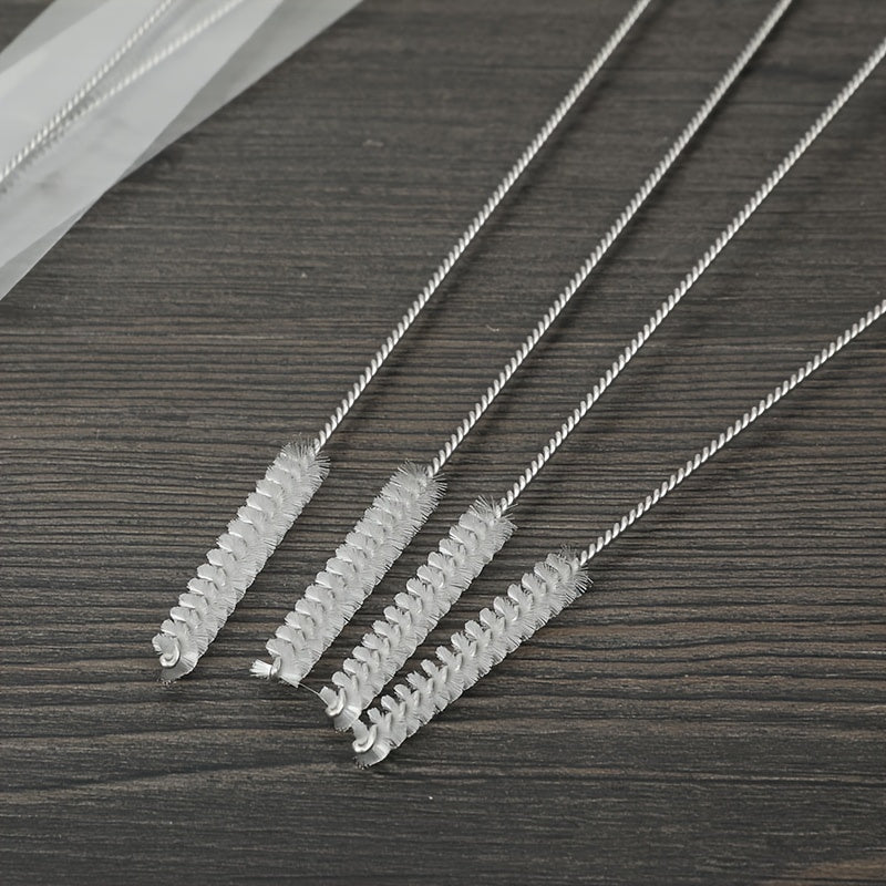 Set of 3 Stainless Steel Straw Cleaning Brushes with Nylon Bristles for Reusable Straws