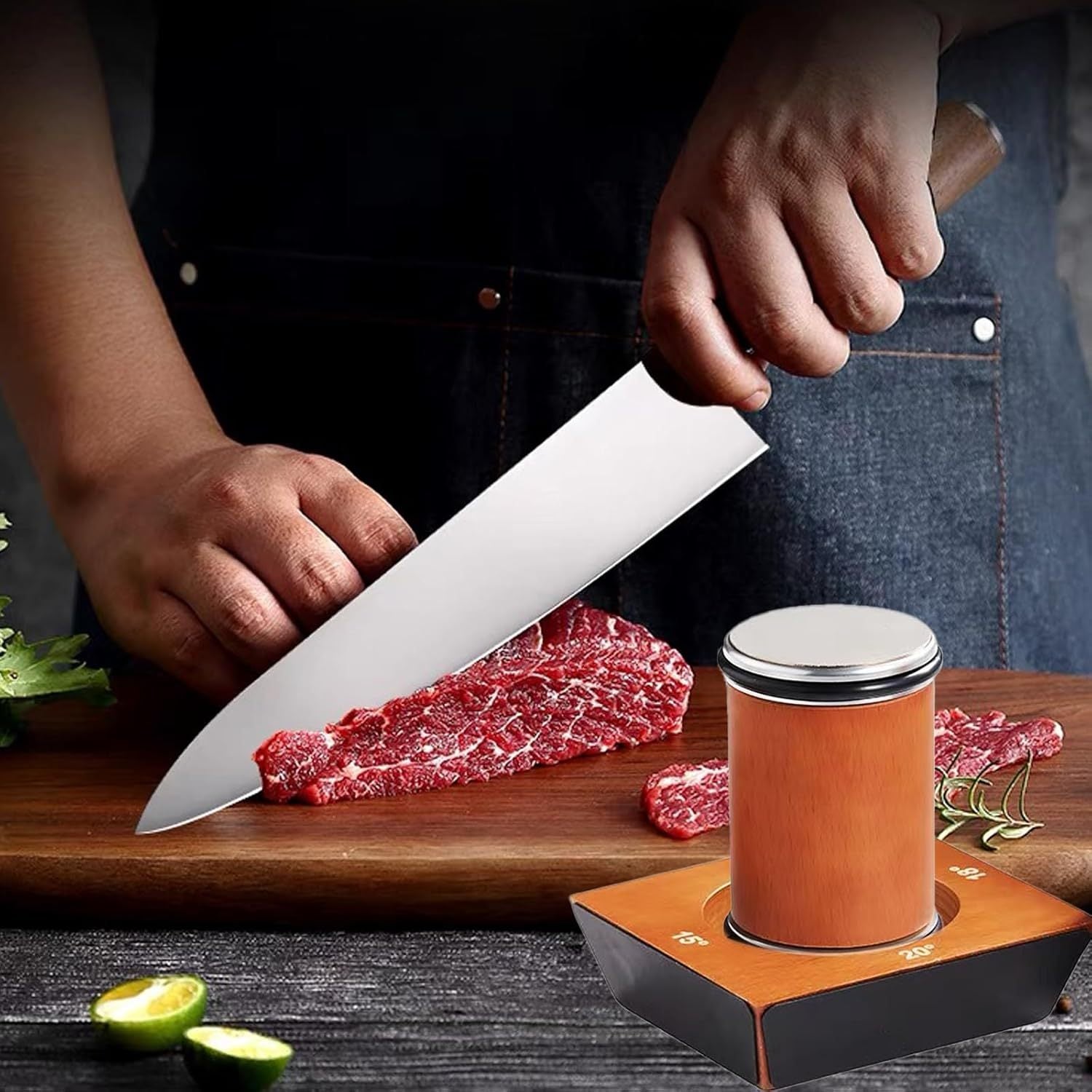 Afilador de cuchillos con diamantes para cuchillos de cocina, afilado de 15-22 grados