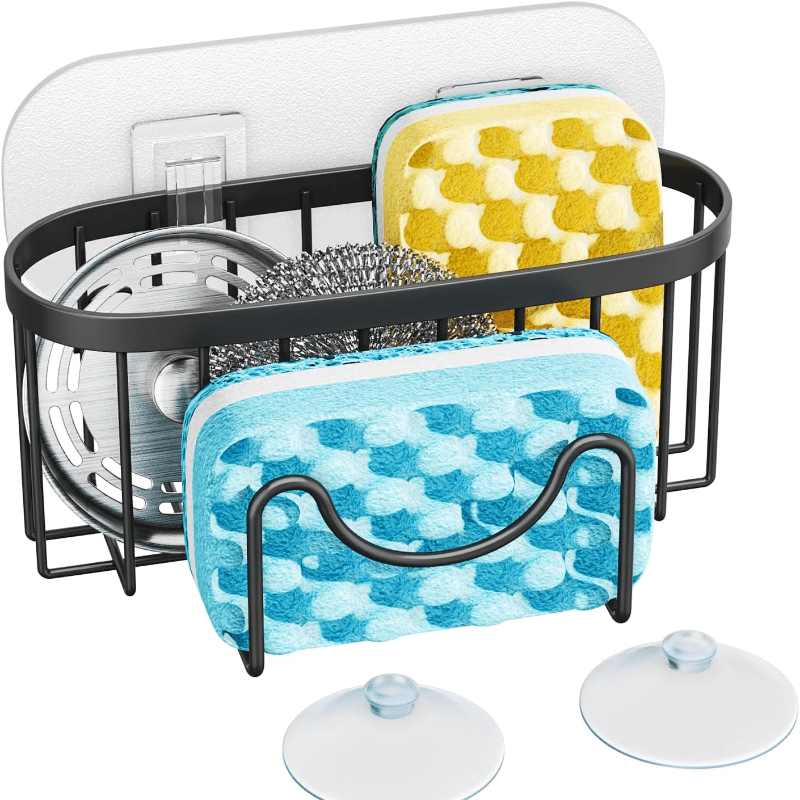 Stainless Steel Kitchen Sink Organizer with Multi-Functional M-Shape Design for Sponge and Brush Storage