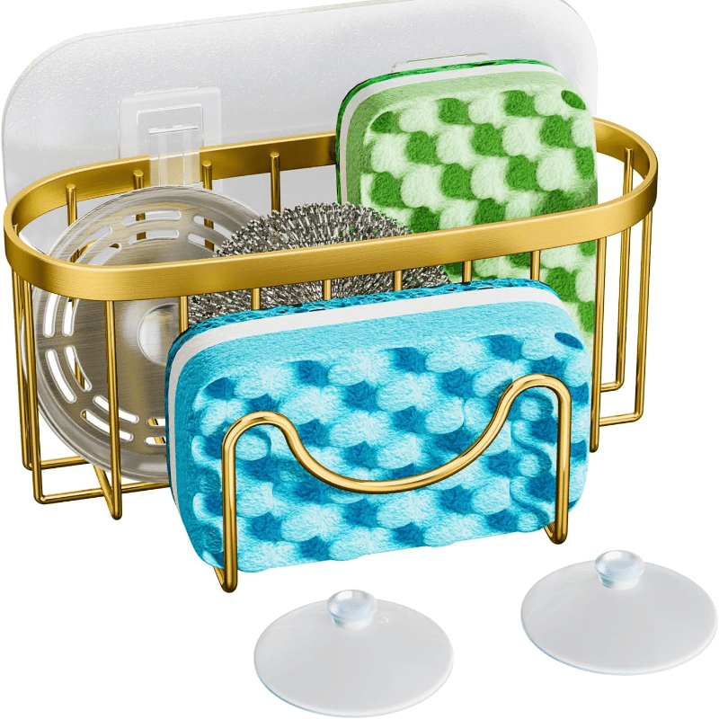 Stainless Steel Kitchen Sink Organizer with Multi-Functional M-Shape Design for Sponge and Brush Storage