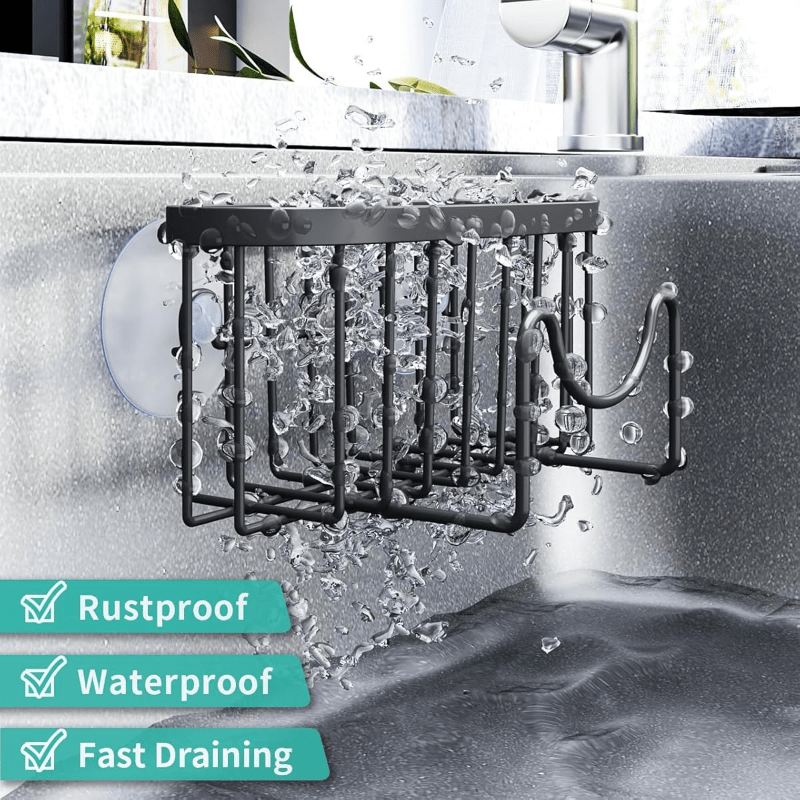 Stainless Steel Kitchen Sink Organizer with Multi-Functional M-Shape Design for Sponge and Brush Storage