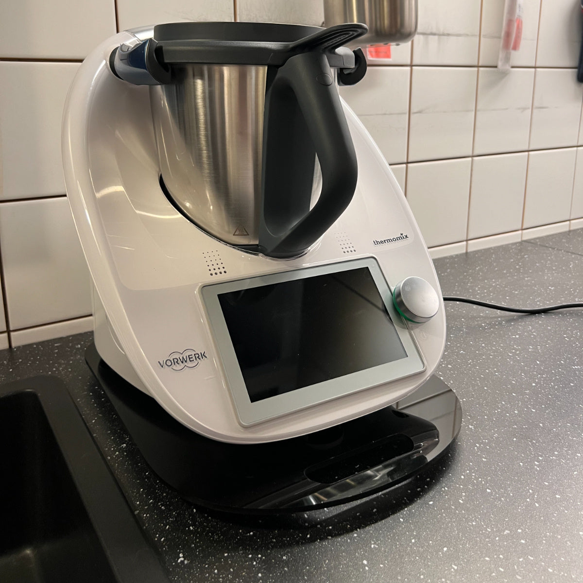 Alfombrilla antideslizante de acrílico para Thermomix TM5 TM6, soporte para encimera de cocina, color negro y blanco