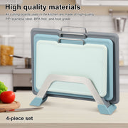 Multifunctional Kitchen Cutting Board Set with Stand, Non-Slip Handle, 3 Sizes