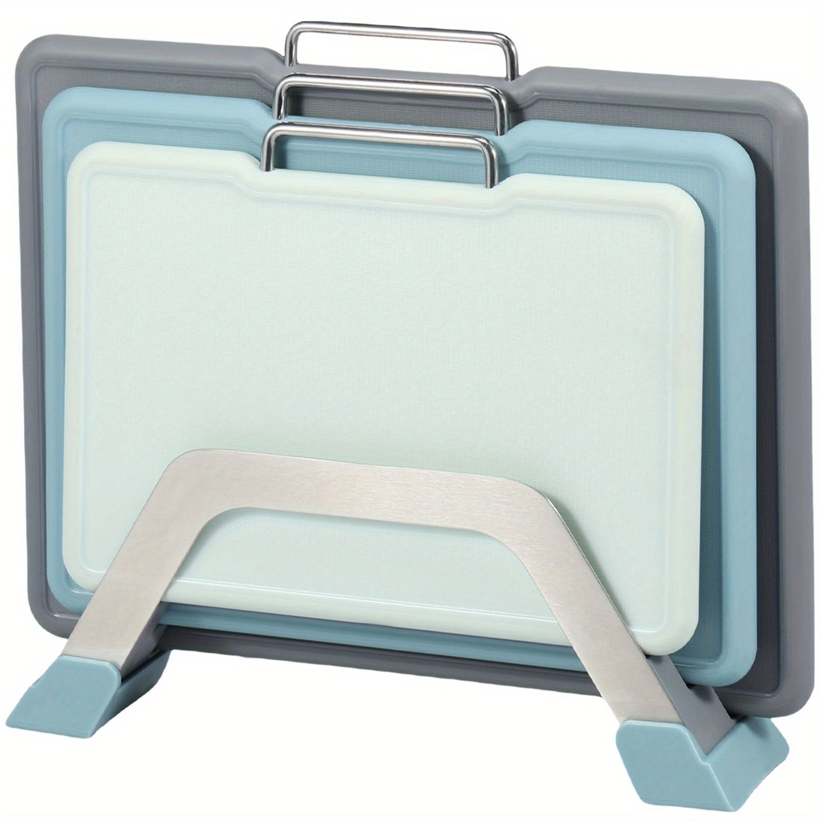 Multifunctional Kitchen Cutting Board Set with Stand, Non-Slip Handle, 3 Sizes