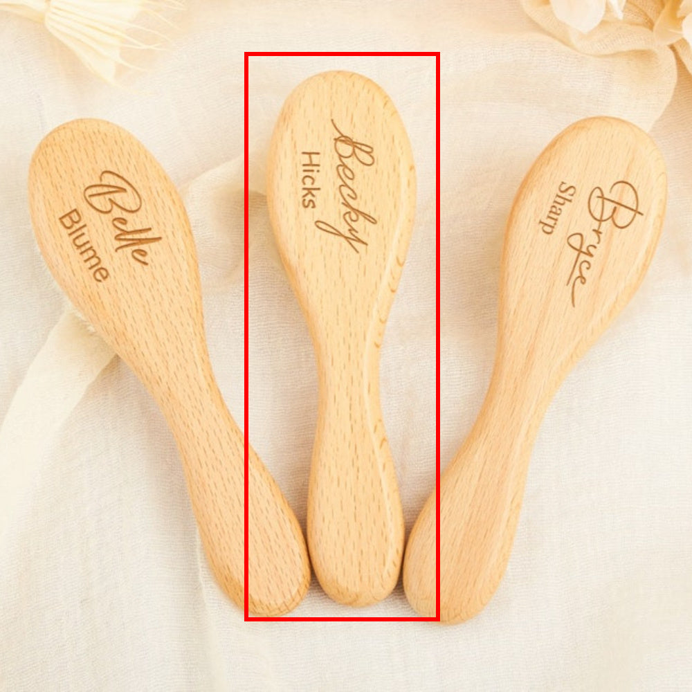 Personalized Wooden Hairbrush and Comb Set with Engraved Names for Teens and Adults