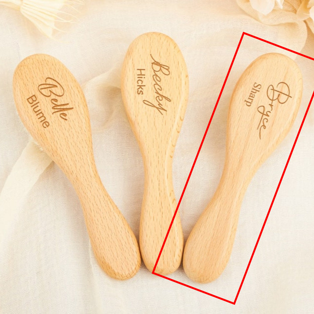 Personalized Wooden Hairbrush and Comb Set with Engraved Names for Teens and Adults