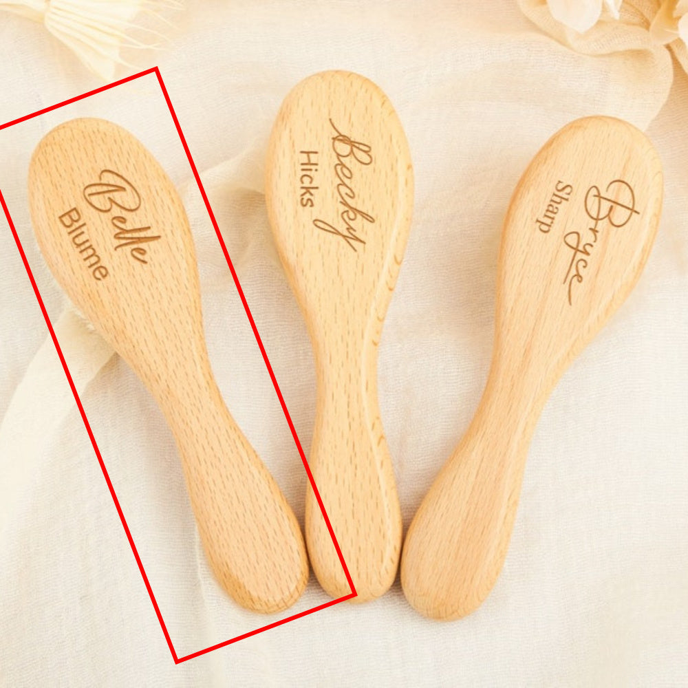 Personalized Wooden Hairbrush and Comb Set with Engraved Names for Teens and Adults