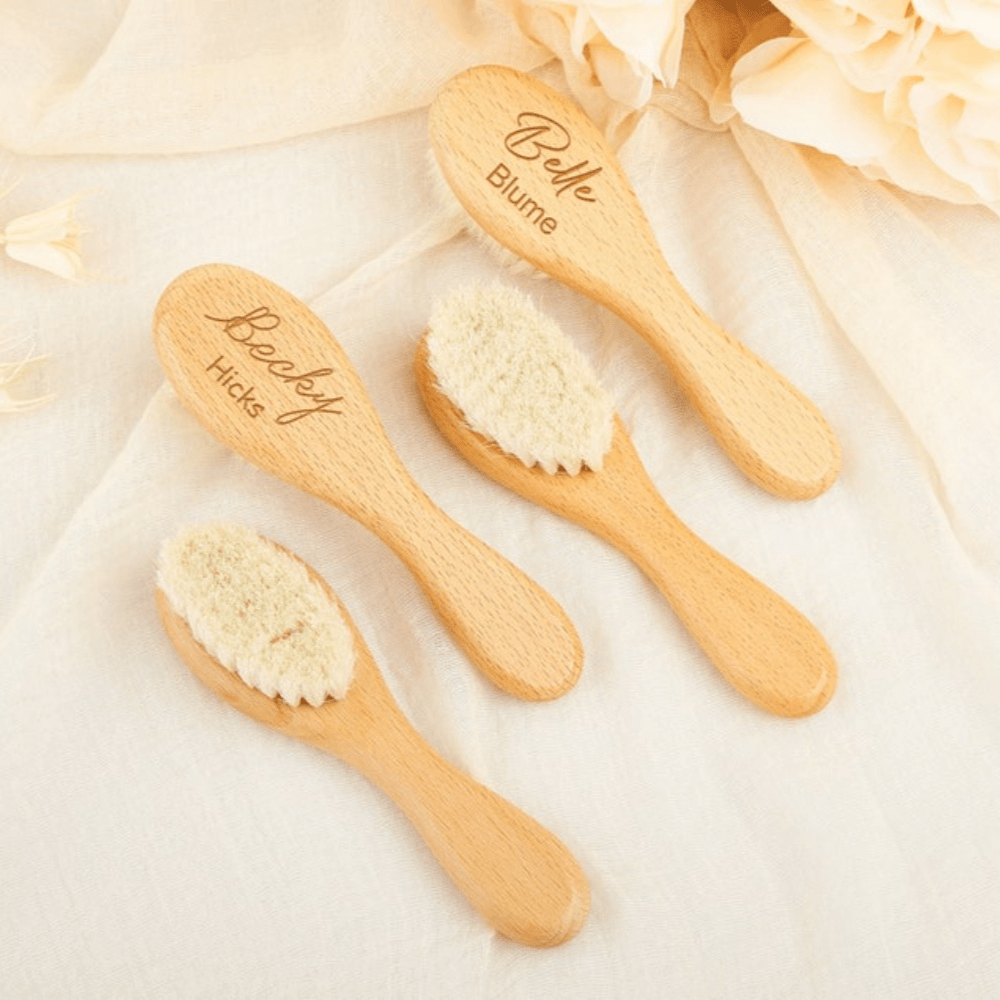Personalized Wooden Hairbrush and Comb Set with Engraved Names for Teens and Adults