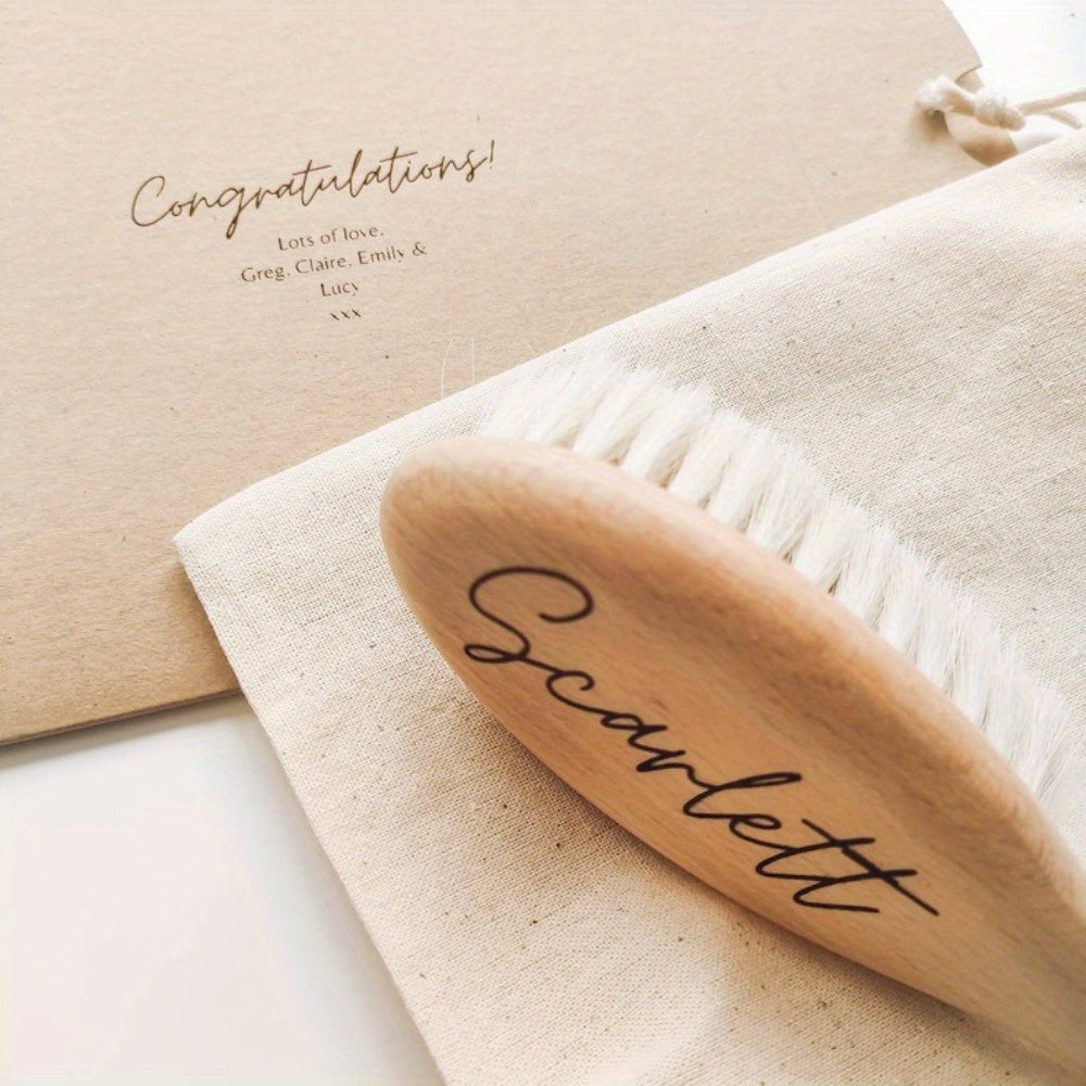 Custom Engraved Hair Brush Set with Fiberboard Handle Personal Keepsake Gift