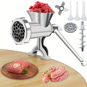 Manual Meat Grinder with Handle, Stainless Steel Tubes, Versatile Sausage Maker