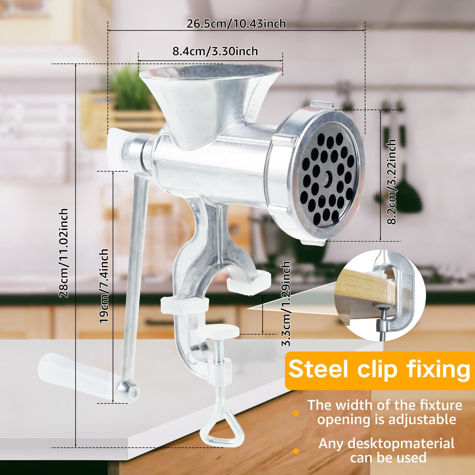 Manual Meat Grinder with Handle, Stainless Steel Tubes, Versatile Sausage Maker