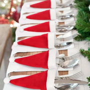 Set of 10 Christmas Hat-Shaped Forks, Festive Tableware, Holiday Party Decor