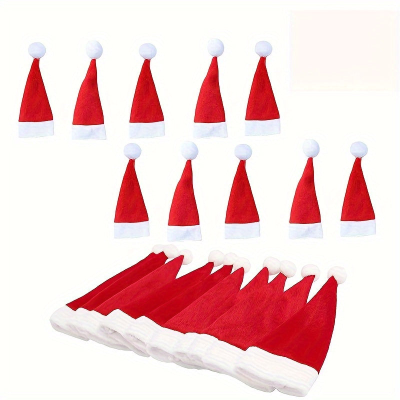 Set of 10 Christmas Hat-Shaped Forks, Festive Tableware, Holiday Party Decor