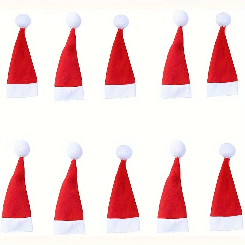 Set of 10 Christmas Hat-Shaped Forks, Festive Tableware, Holiday Party Decor