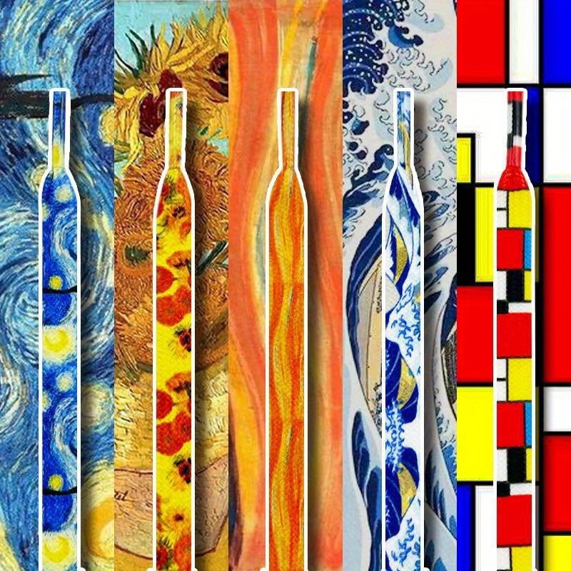 Unisex Canvas Shoe Laces Art Inspired Starry Night Sunflowers Waves