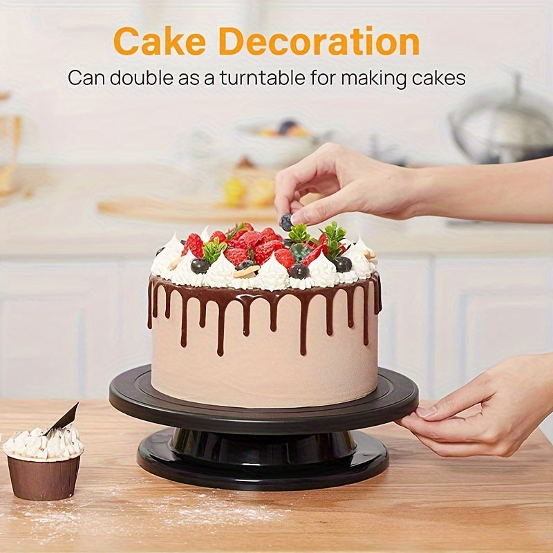 11-Inch Rotating Turntable for Pottery and Cake Decorating Black Plastic Display Stand