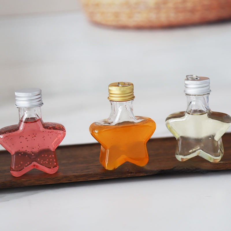 Set of 10 Small Star-Shaped 200ml Clear Plastic Beverage Bottles for Christmas Tree Decoration