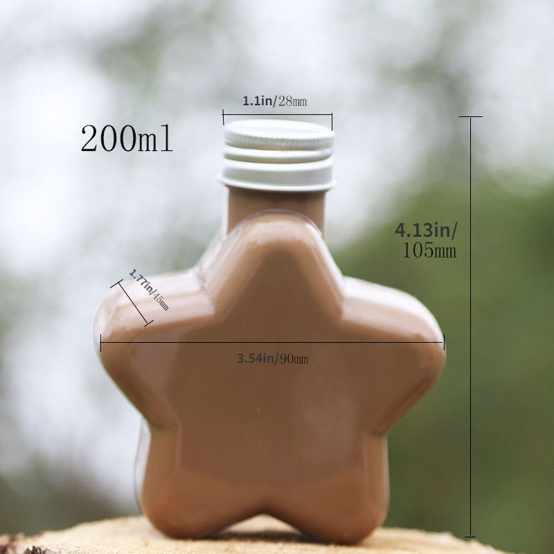 Set of 10 Small Star-Shaped 200ml Clear Plastic Beverage Bottles for Christmas Tree Decoration