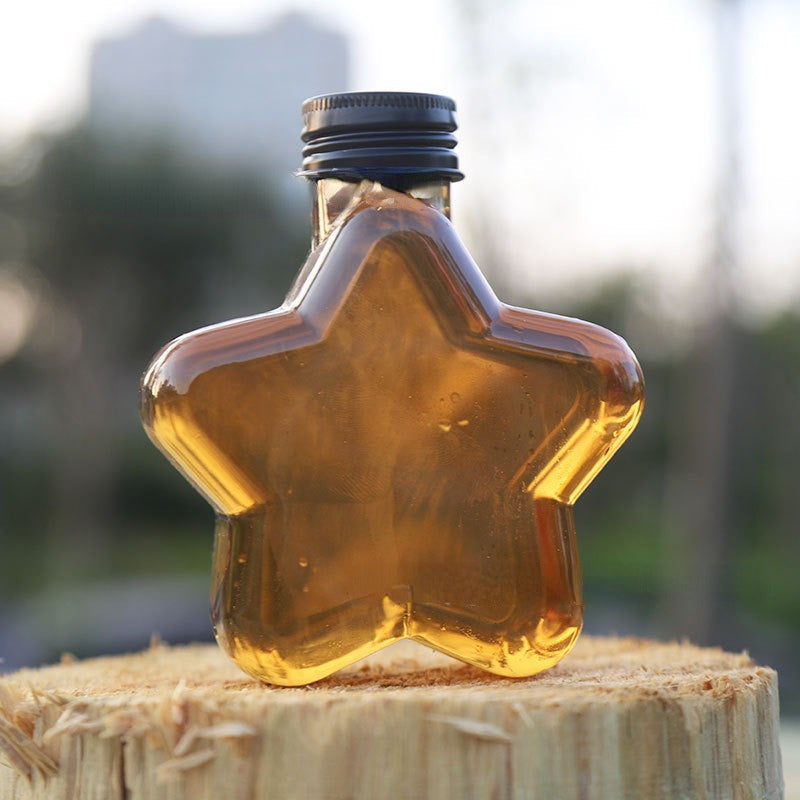 Set of 10 Small Star-Shaped 200ml Clear Plastic Beverage Bottles for Christmas Tree Decoration