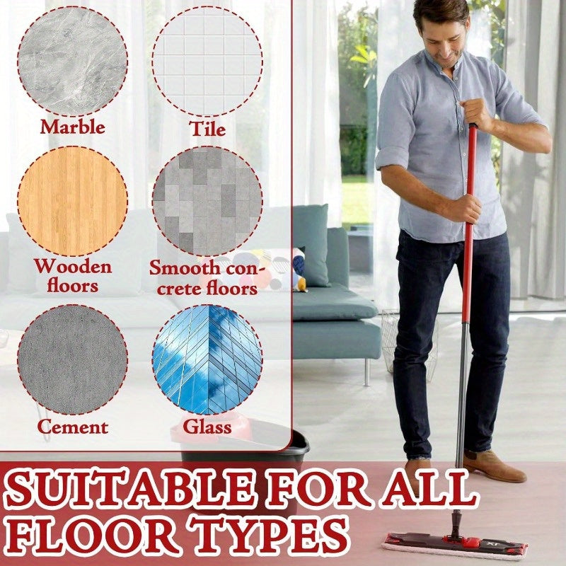 Red Microfiber Mop Pads 4-Pack Easy Attach for Hard Floor Cleaning