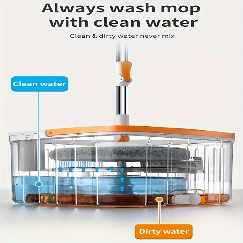 Qoʻldan ozod mop va kova toʻplami, suv va quruq tozalash uchun aylanadigan pol mop bilan