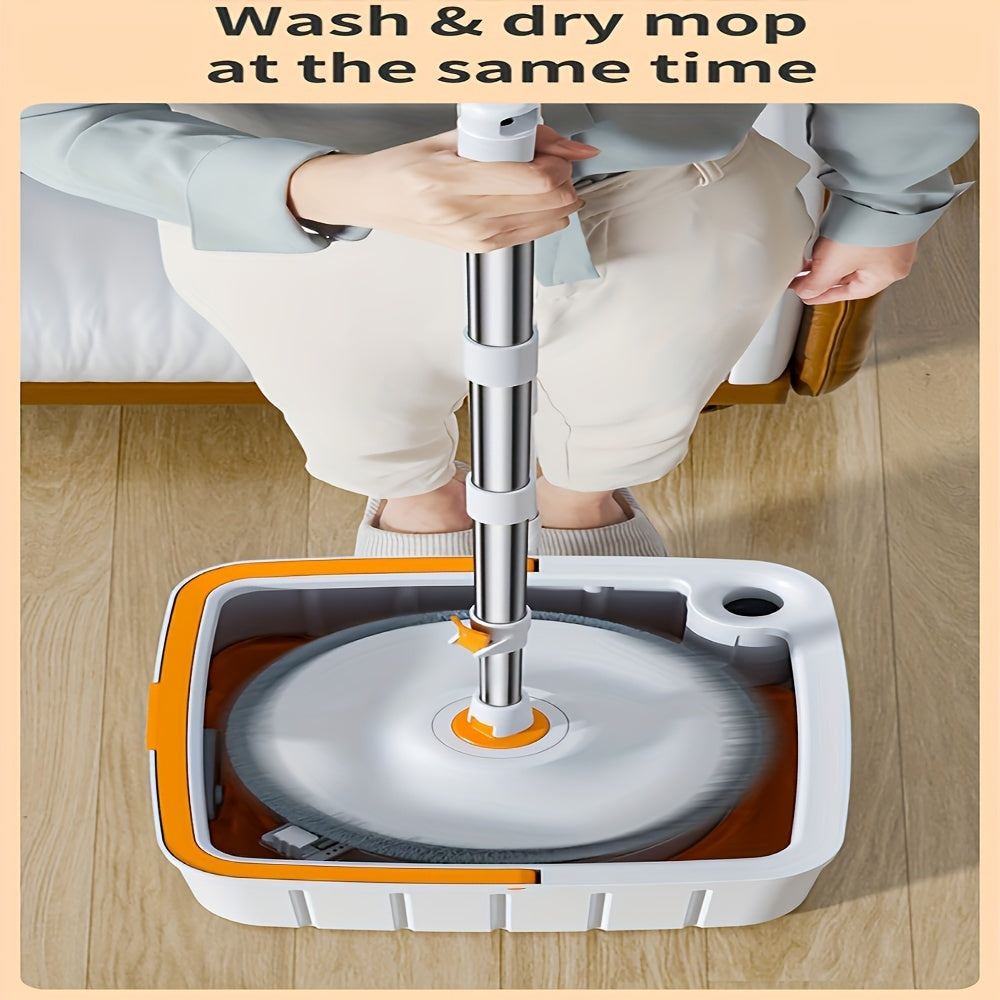 Qoʻldan ozod mop va kova toʻplami, suv va quruq tozalash uchun aylanadigan pol mop bilan