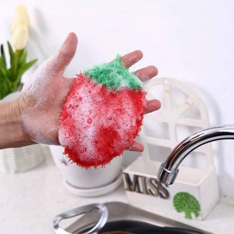 Festive 4-Piece Strawberry Kitchen Scrubbers Hand Wash Super Fine Fibers