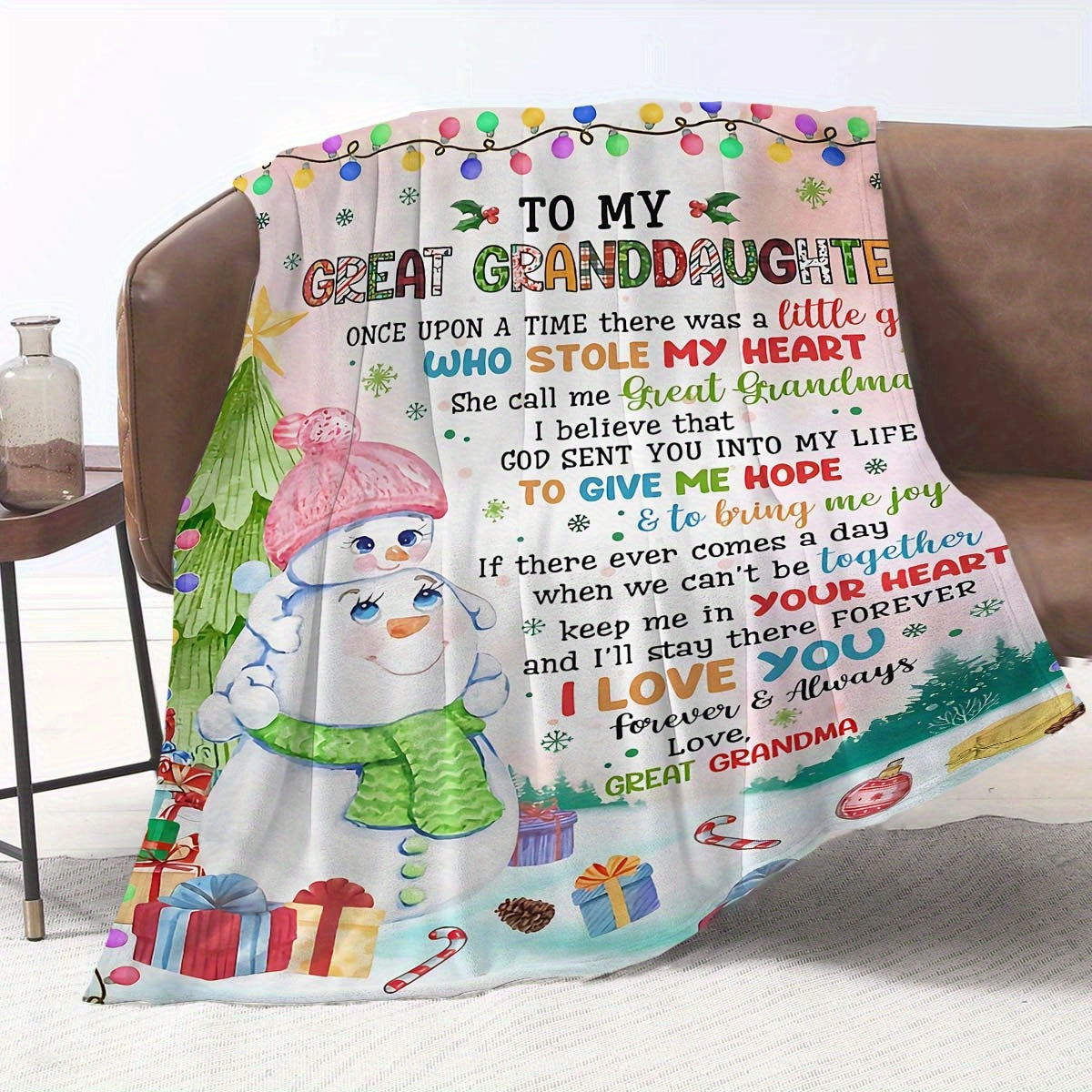 Cozy Flannel Throw Blanket for Granddaughter with Heartfelt Letter All-Season Plush Gift