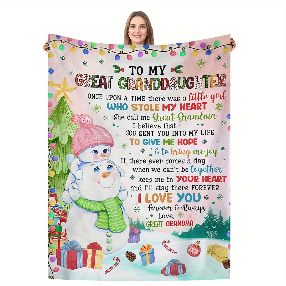 Cozy Flannel Throw Blanket for Granddaughter with Heartfelt Letter All-Season Plush Gift