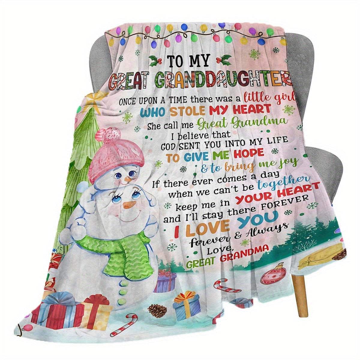Cozy Flannel Throw Blanket for Granddaughter with Heartfelt Letter All-Season Plush Gift