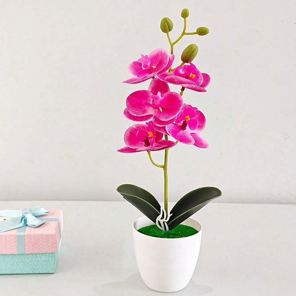 Planta artificial, orquídea simulada, bonsái, árbol en maceta para decoración de escritorio y hogar