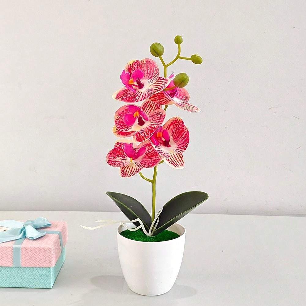 Planta artificial, orquídea simulada, bonsái, árbol en maceta para decoración de escritorio y hogar