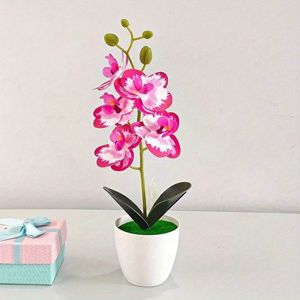 Planta artificial, orquídea simulada, bonsái, árbol en maceta para decoración de escritorio y hogar