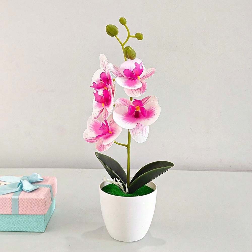 Planta artificial, orquídea simulada, bonsái, árbol en maceta para decoración de escritorio y hogar