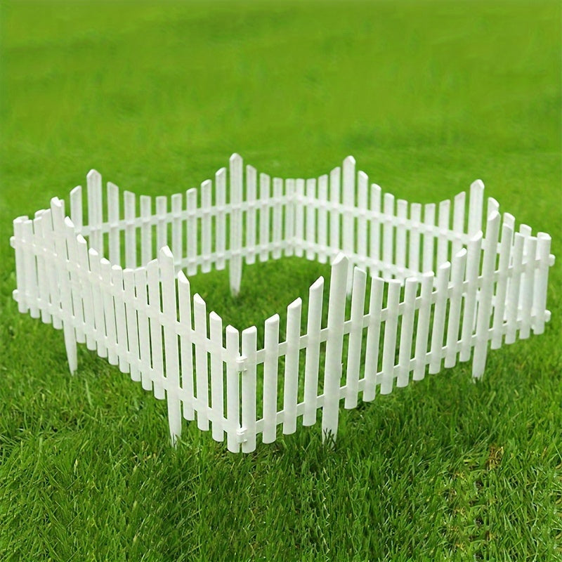12 Pieces White Plastic Garden Fence Stakes for Flower Beds and Lawn Edging