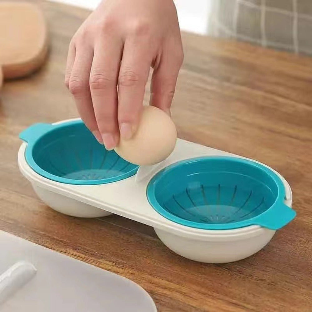 Microwave Egg Poacher BPA-Free Plastic Dual Chambers Non-Stick Kitchen Tool