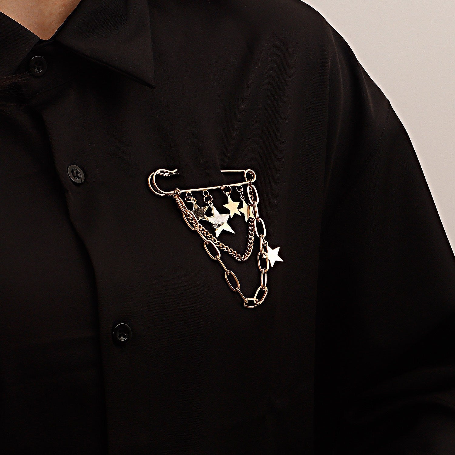 Unique Punk Star Pendant Brooch with Long Tassel Geometric Alloy Jewelry for Women