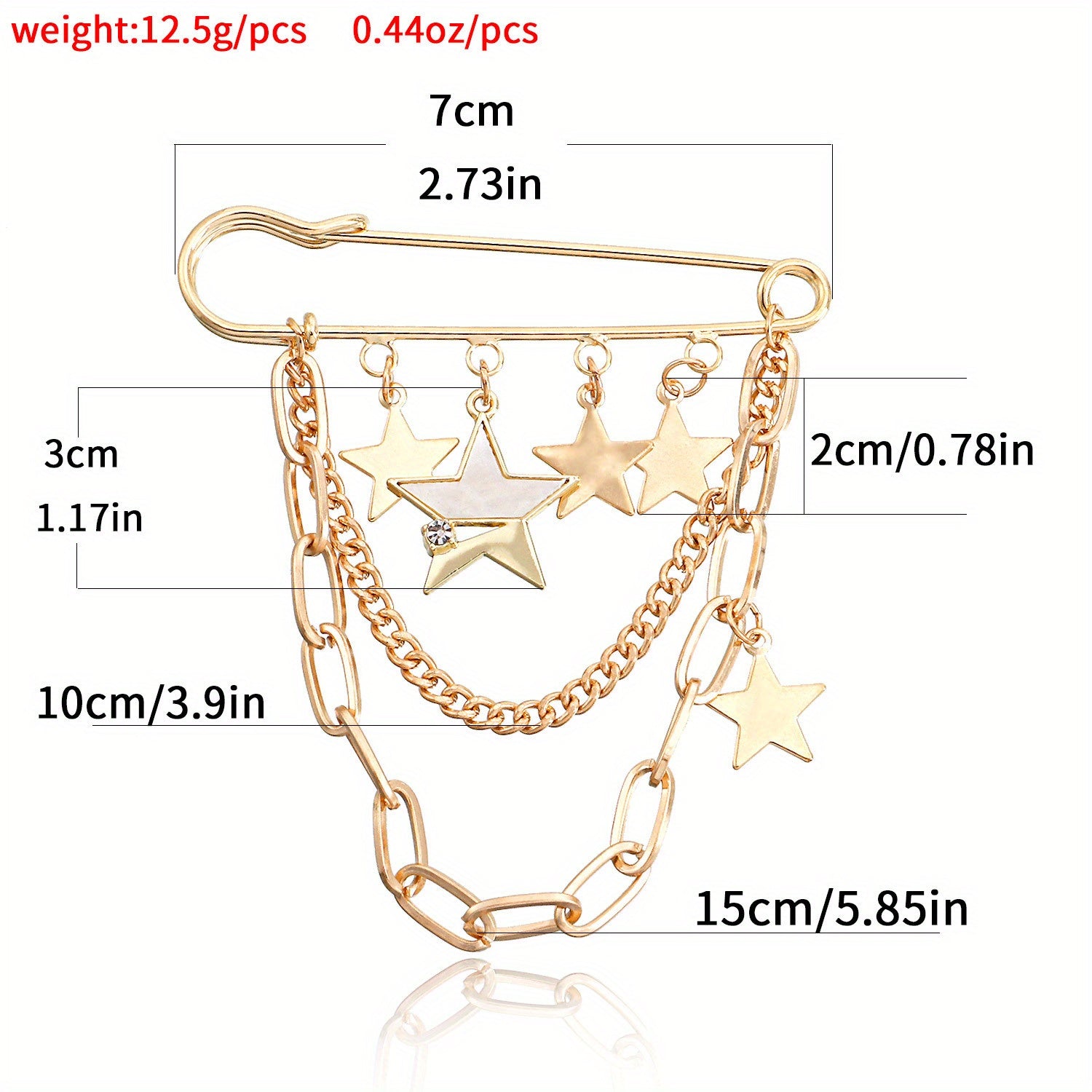 Unique Punk Star Pendant Brooch with Long Tassel Geometric Alloy Jewelry for Women