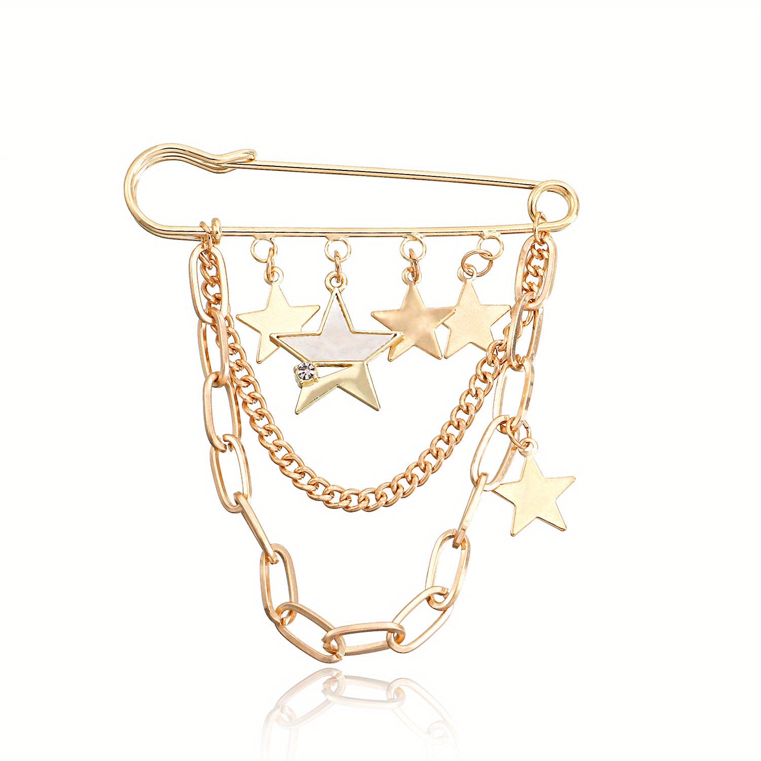 Unique Punk Star Pendant Brooch with Long Tassel Geometric Alloy Jewelry for Women