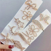 6-Piece Mixed Color Korean Diamond Hair Clips for Women