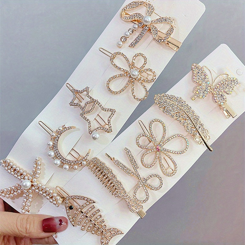 6-Piece Mixed Color Korean Diamond Hair Clips for Women