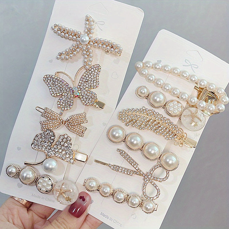 6-Piece Mixed Color Korean Diamond Hair Clips for Women