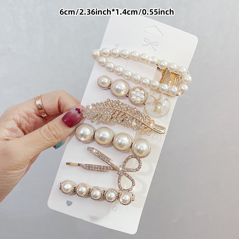 6-Piece Mixed Color Korean Diamond Hair Clips for Women