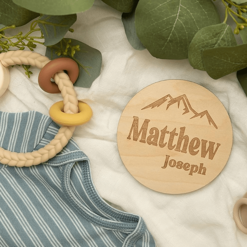 Personalized Wooden Children's Announcement Sign for Gender Reveals Baby Showers and Hospital Visits
